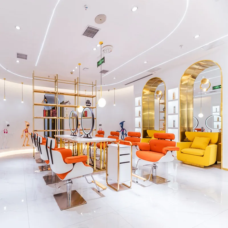 Işıklı Kemer Aynalı Beyaz ve Altın Salon Stil İstasyonları_06