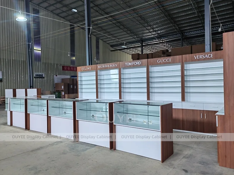 White and Wood Optical Display Cabinet System with Glass Countertops_06