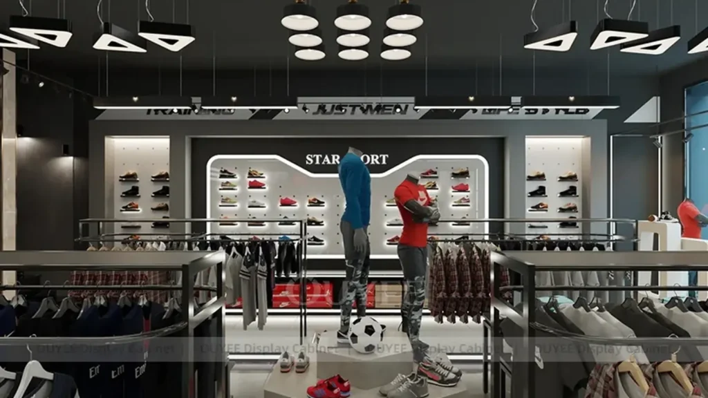 Come creare un'esposizione attraente di abbigliamento per una boutique di moda 9 Esposizione moderna di abbigliamento per una boutique di moda di Ouyee Display