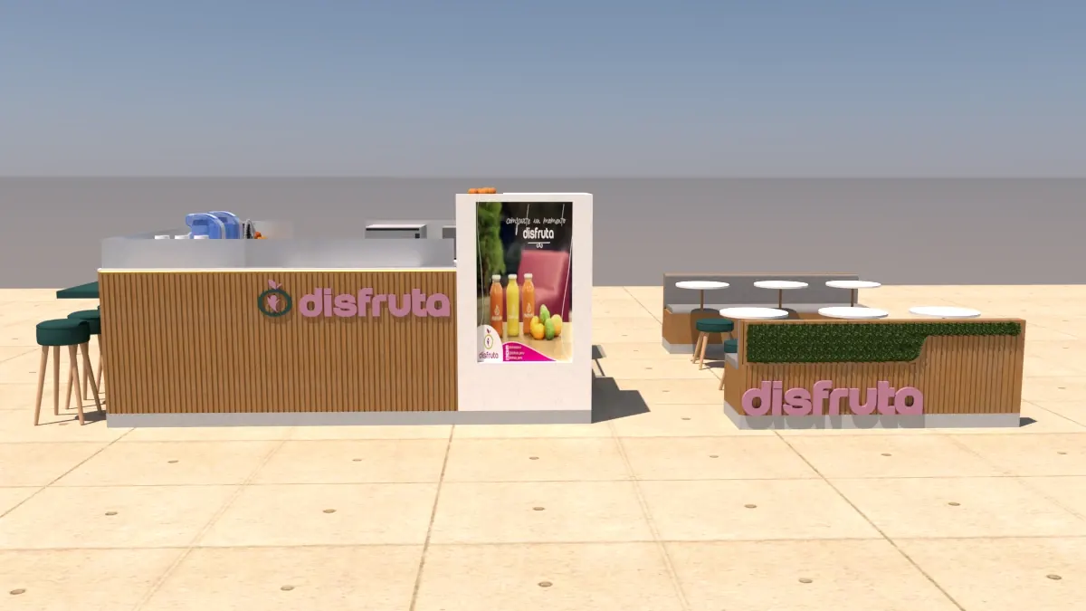 Stand Juice Bar Einzelhandels-Saftdisplay-Vitrine Maßgeschneiderter Einkaufszentrum-Saftkiosk Saftkiosk Ansicht 3