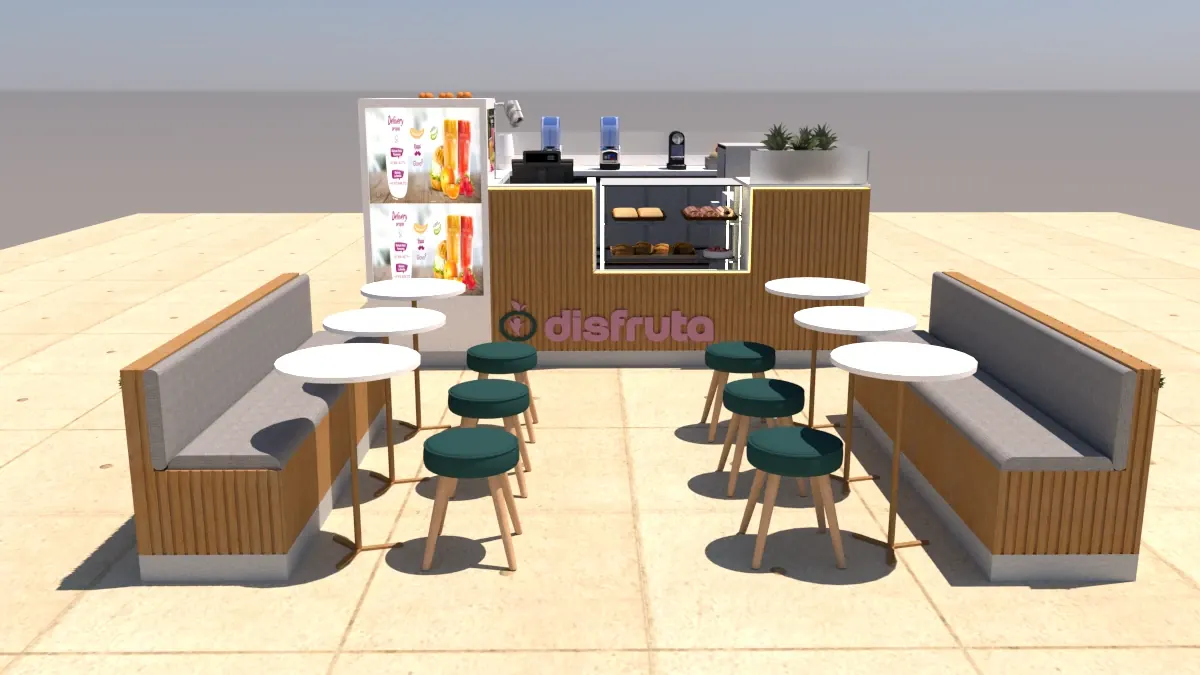 Stand Juice Bar Einzelhandels-Saftdisplay-Vitrine Maßgeschneiderter Einkaufszentrum-Saftkiosk Saftkiosk Ansicht 4