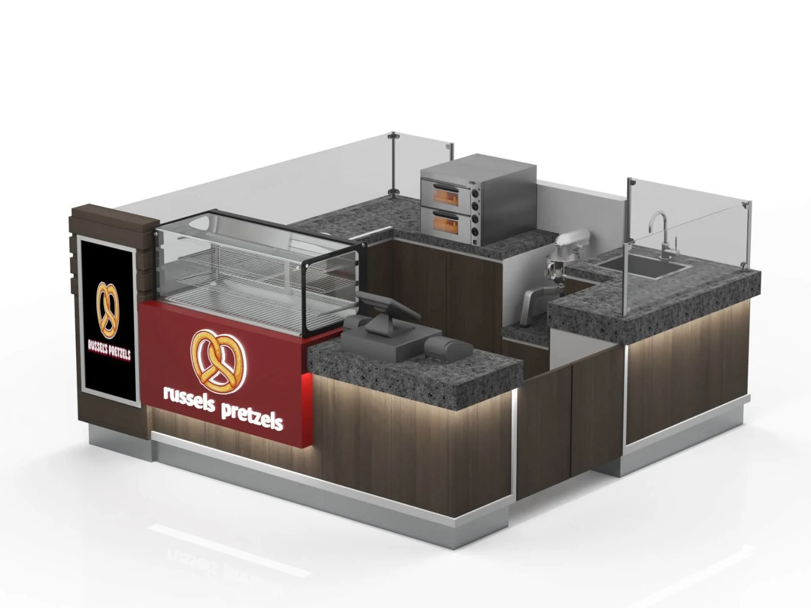 Design clássico de quiosque de pretzel, fabricação de quiosque de cookies borboleta para venda - vista do quiosque de padaria 4