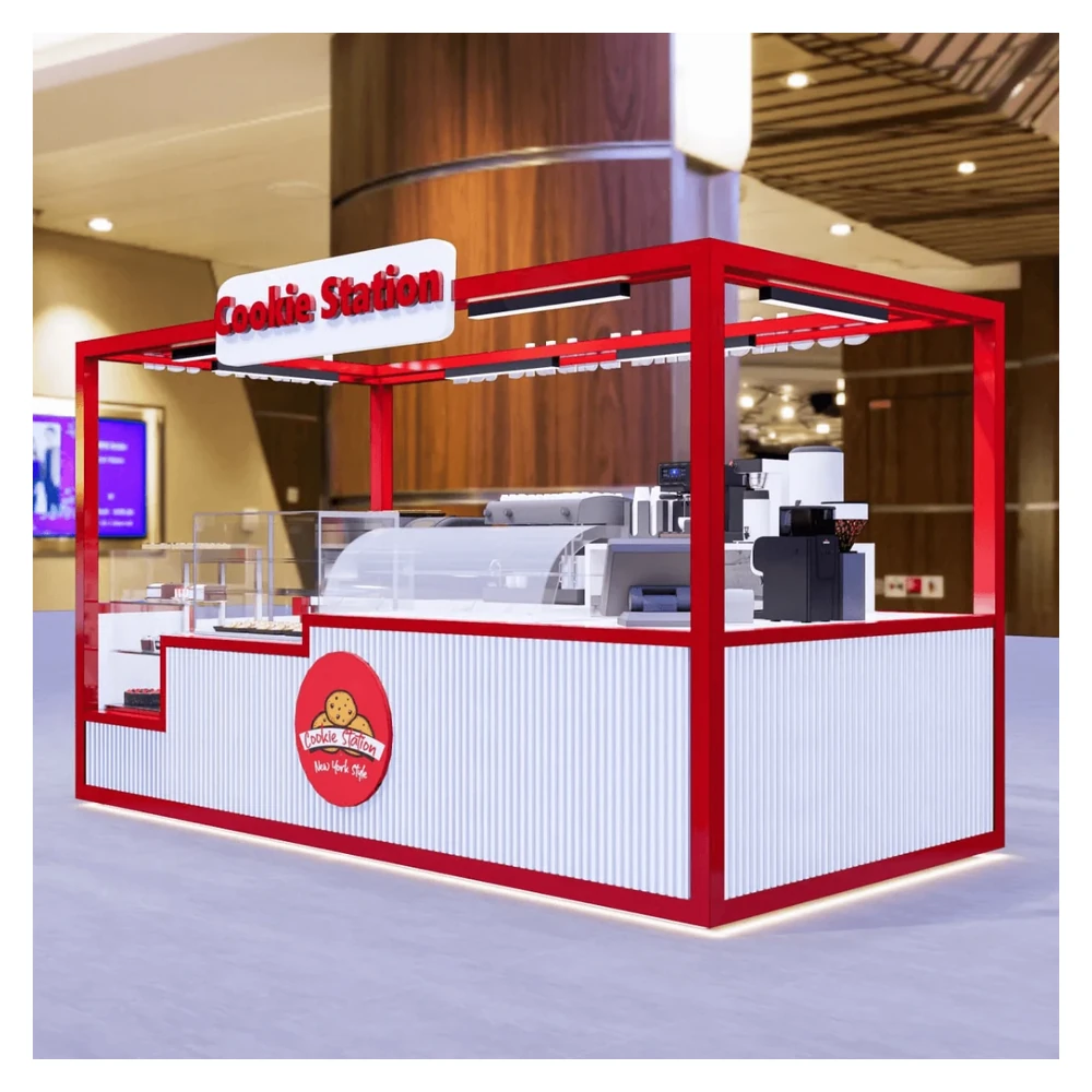 Cookie Food Kiosk Neue Bäckerei-Station Einzelhandels-Cookie-Stand Design Einkaufszentrum Bäckerei-Kiosk Ansicht 1