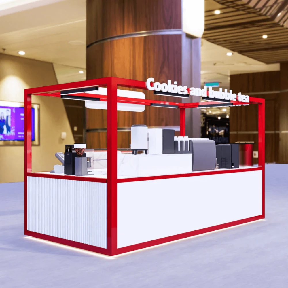 Kurabiye Yiyecek Kiosk Yeni Fırın İstasyonu Perakende Kurabiye Stand Tasarımı AVM Fırın kiosk görünüm 6