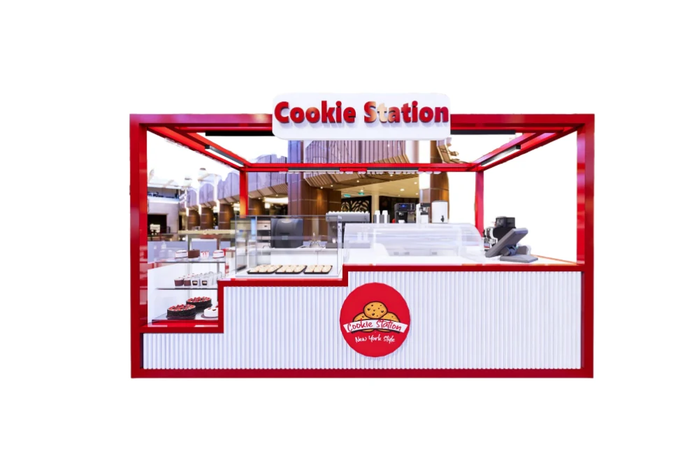 Kurabiye Yiyecek Kiosk Yeni Fırın İstasyonu Perakende Kurabiye Stand Tasarımı AVM Fırın kiosk görünüm 8