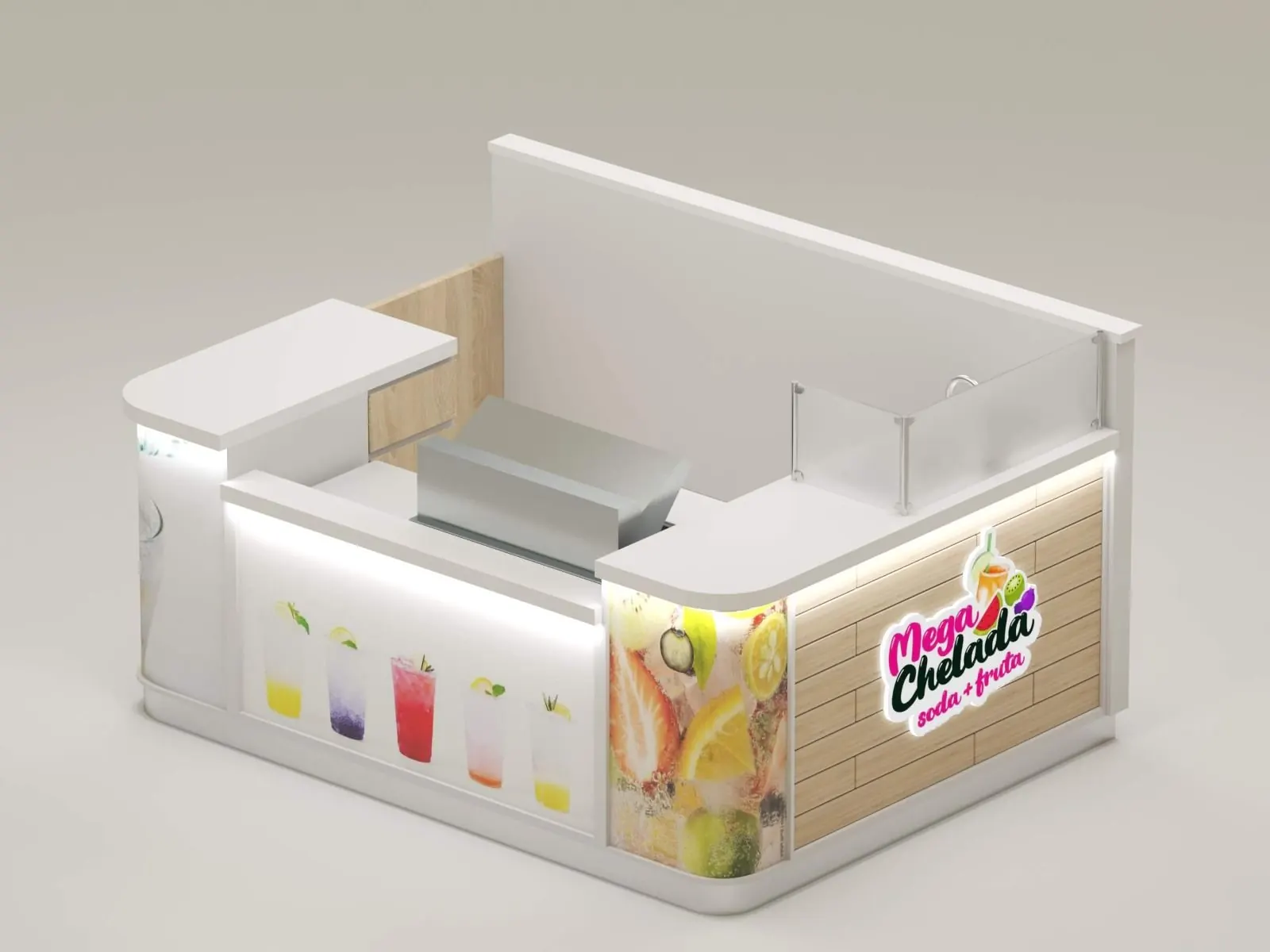 Kiosque à jus de soda personnalisé, petit kiosque alimentaire pour centre commercial, vue 2