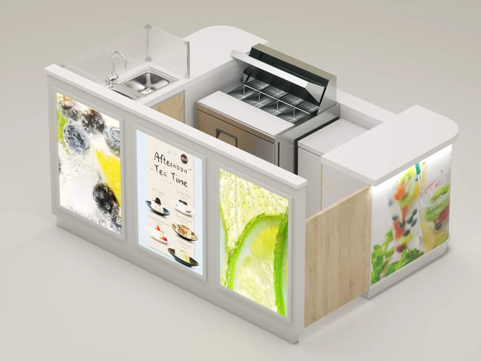 Kiosque à jus de soda personnalisé, petit kiosque alimentaire pour centre commercial, vue 3