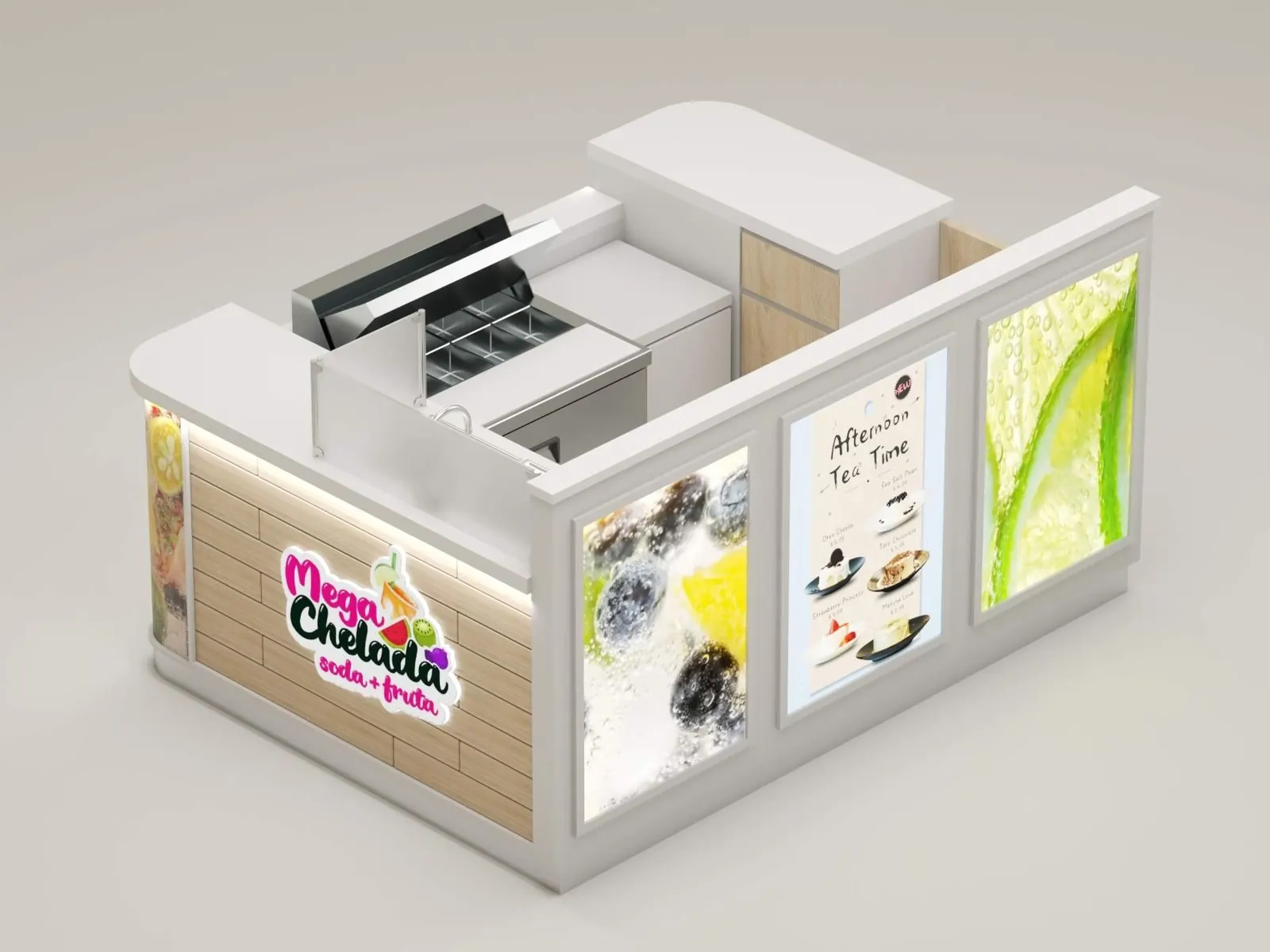 Kiosque à jus de soda personnalisé, petit kiosque alimentaire pour centre commercial, vue 4