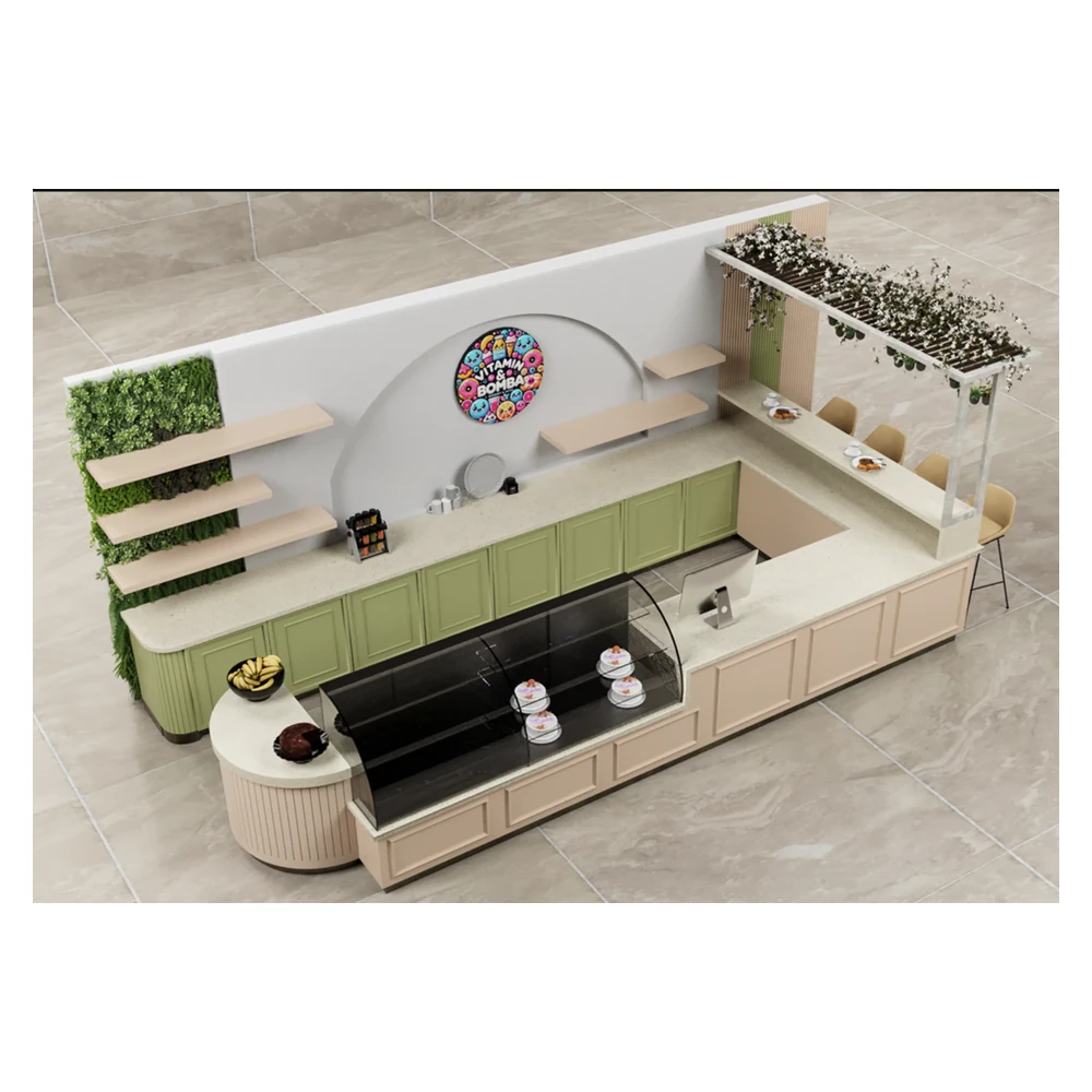 Visualização do Quiosque de Padaria Elegante, Balcão de Exibição de Bolo, Loja de Doces, Quiosque de Alimentos em Shopping, à Venda - visualização 1