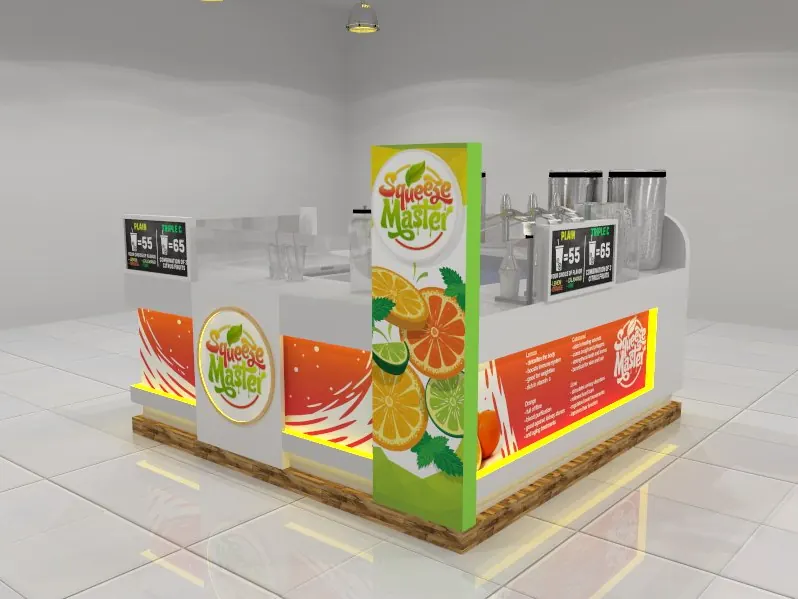 Fashion Juice Kiosk Design Charming Juice Booth Design for Shopping Mall on Sale juice kiosk view 4