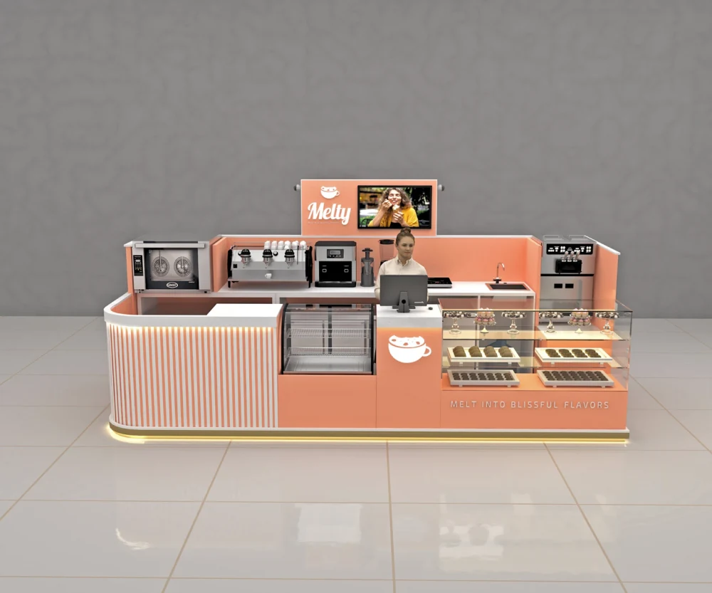 Food Mall Kiosk Einzelhandel Bäckerei Ausstellungsdisplay Theke Cupcake Individuelles Kiosk Bäckereikiosk Ansicht 7