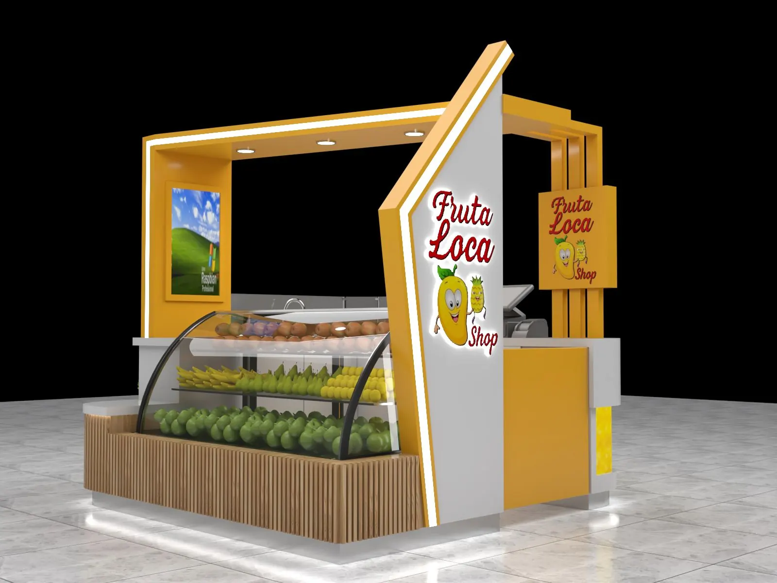 Quiosque de sucos de alta qualidade, tamanho pequeno, barra de frutas frescas em shopping center visualização 2 do quiosque de sucos