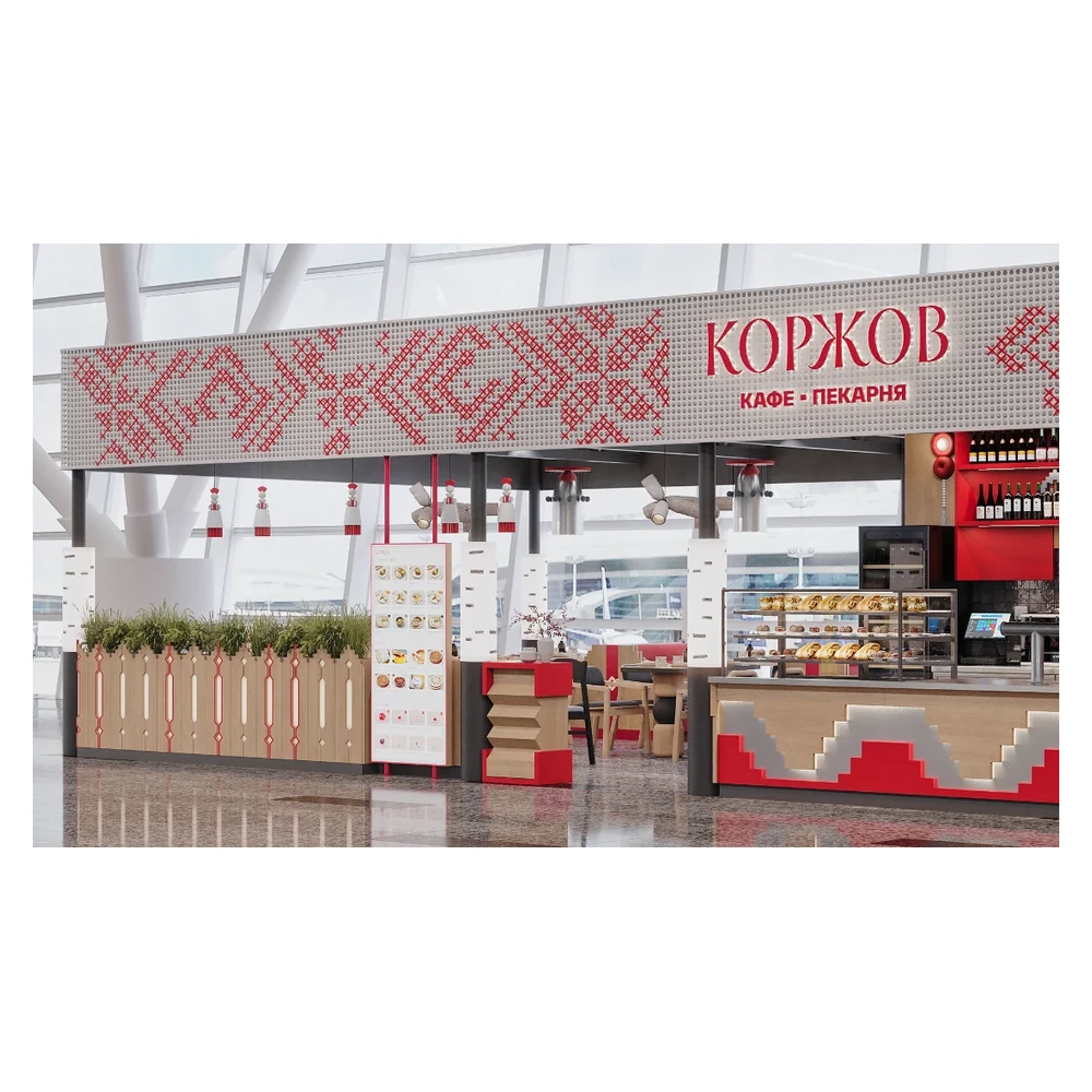 Großes Sushi-Restaurant-Kiosk im Einkaufszentrum Einzelhandel Schnellrestaurant Theke Bäckerei mit Sitzbereich zum Verkauf Bäckerei-Kiosk Ansicht 1