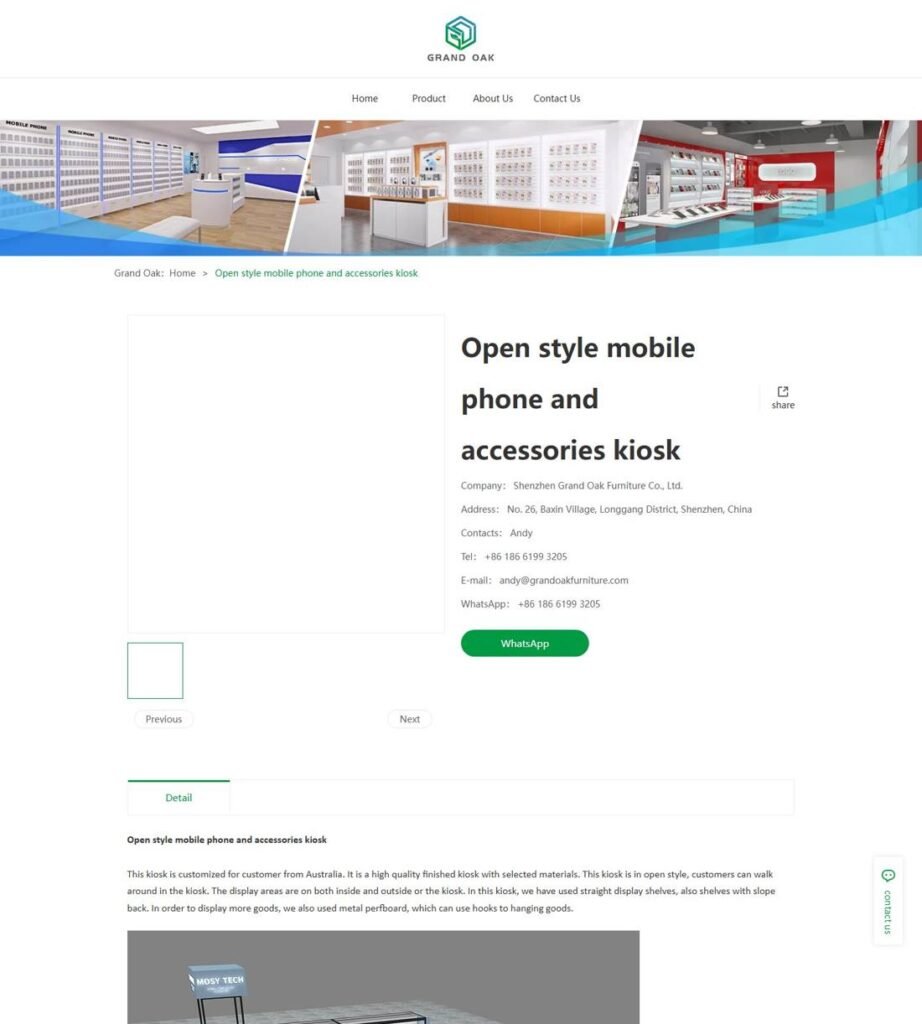 Pagina di espositori per negozi di telefoni mobili Grand Oak Furniture