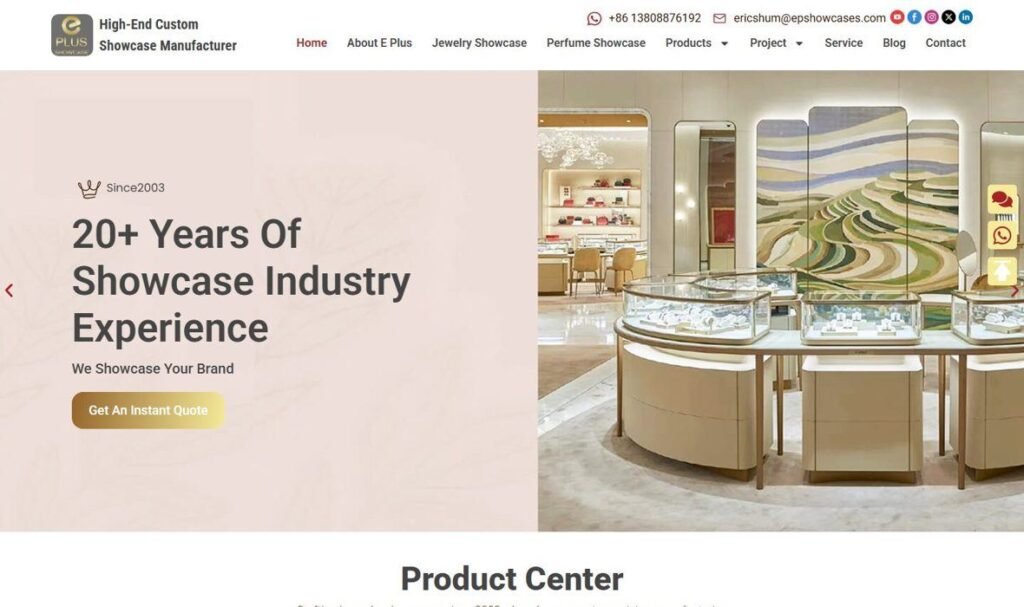 E Plus Showcases Co., Ltd. homepage screenshot