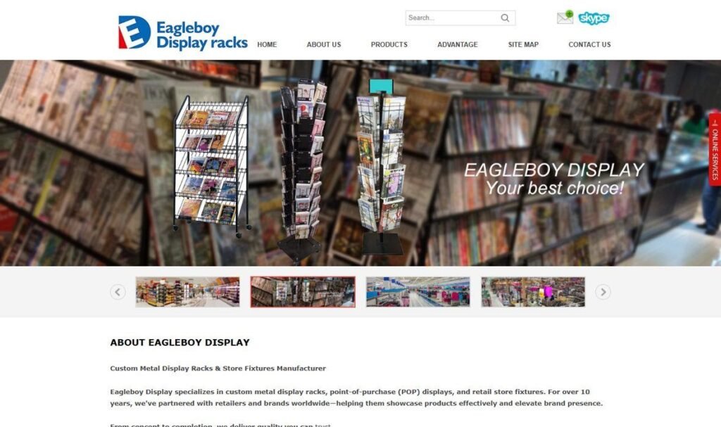 Eagleboy Display Rack Co., Ltd. homepage screenshot