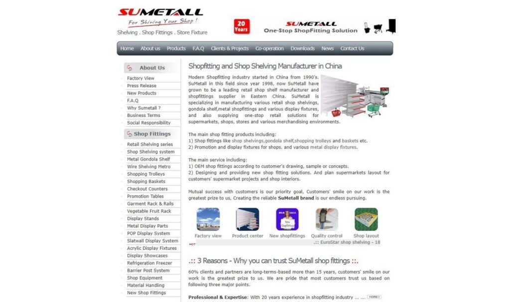 SuMetall (China) Shopfittings Limited homepage screenshot