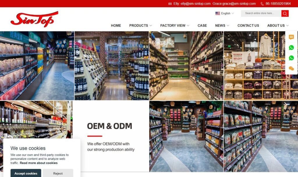 Xiamen Sintop Display Fixtures Co., Ltd. homepage screenshot