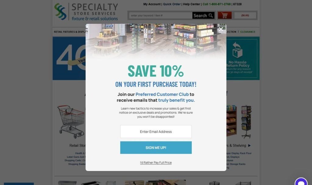 Specialty Store Services homepage screenshot