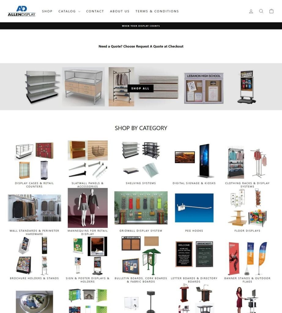 Allen Display store fixtures and display supplies homepage