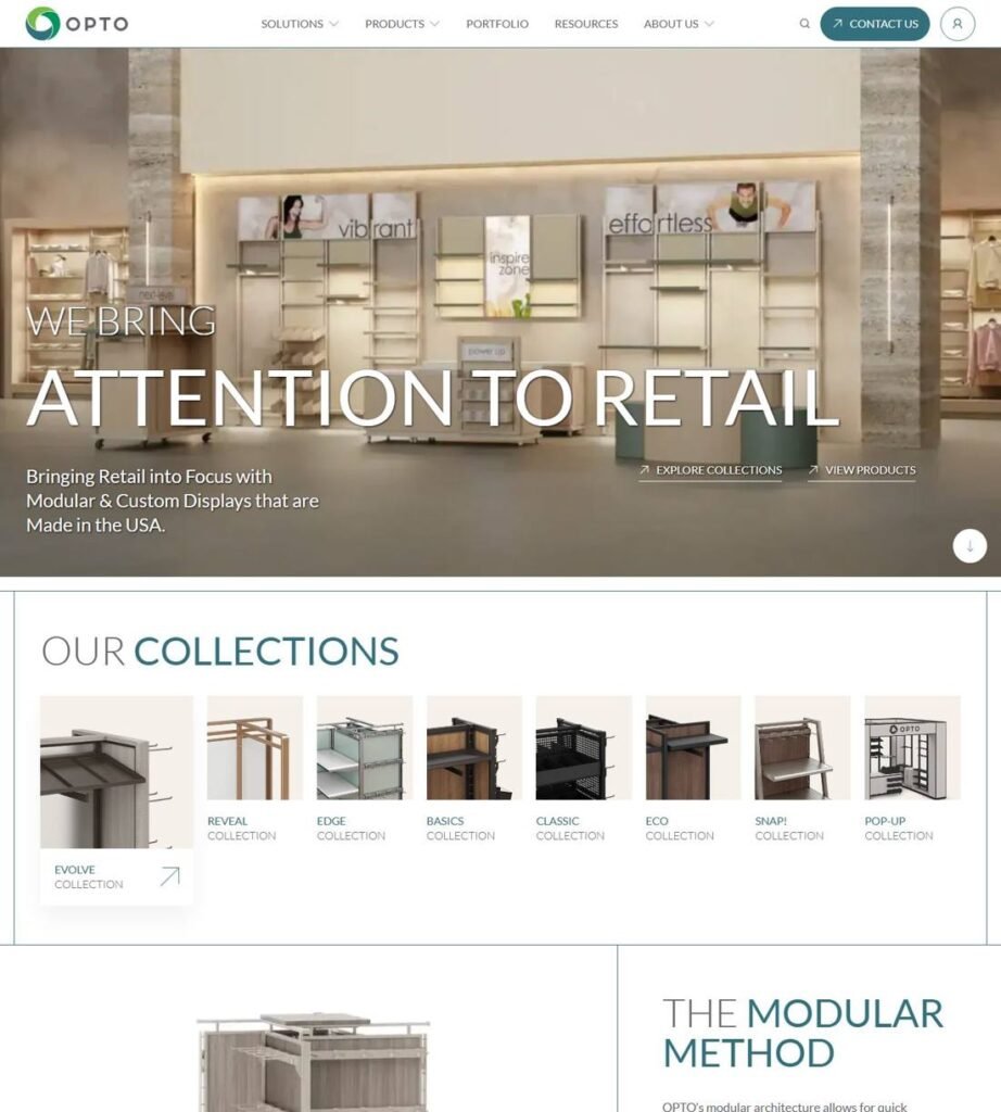 OPTO International modular retail display systems homepage