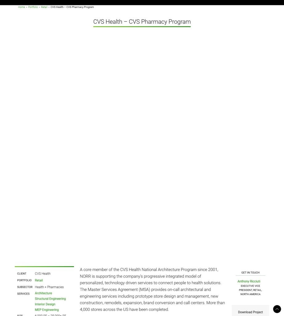 Проектная страница программы NORR CVS Pharmacy