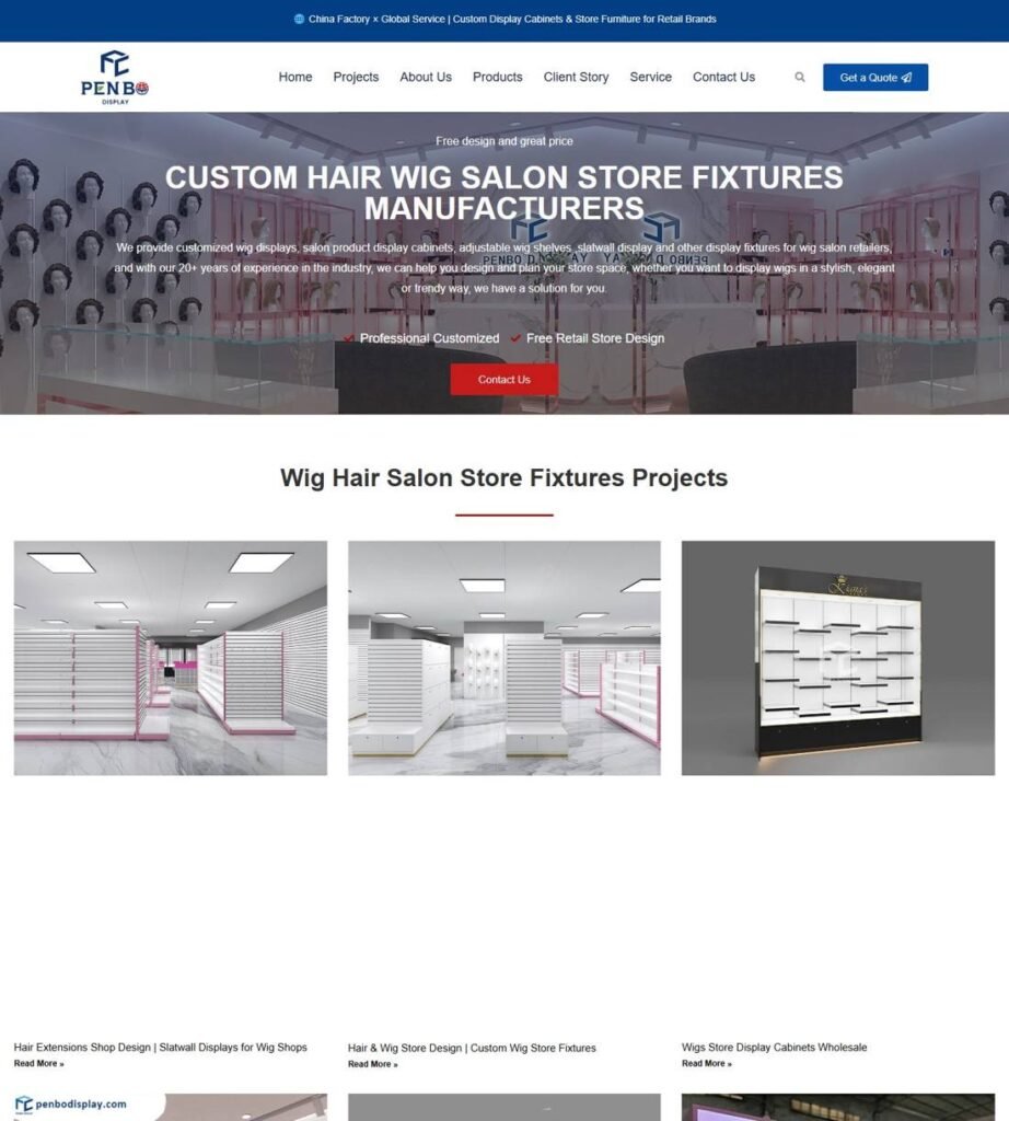 Penbo Display custom wig store fixtures page