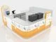 Gelbes Thema Bäckerei-Auslage Kuchen-Showcase Individuelle Einzelhandel Schnellimbiss-Stand mit Glasschrank zum Verkauf Bäckerei-Kiosk Ansicht 9