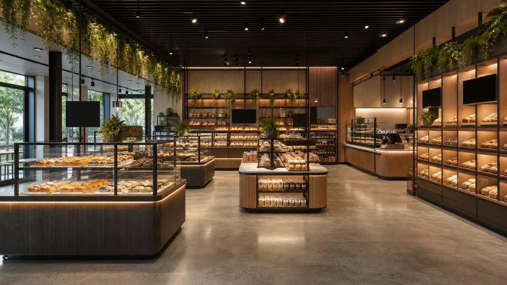 Premium Ouyee Bäckereieinrichtung mit Glaskästen, Paneeltheken, Wandkästen und Präsentationsinseln für Branchentrends im Bäckereiwesen