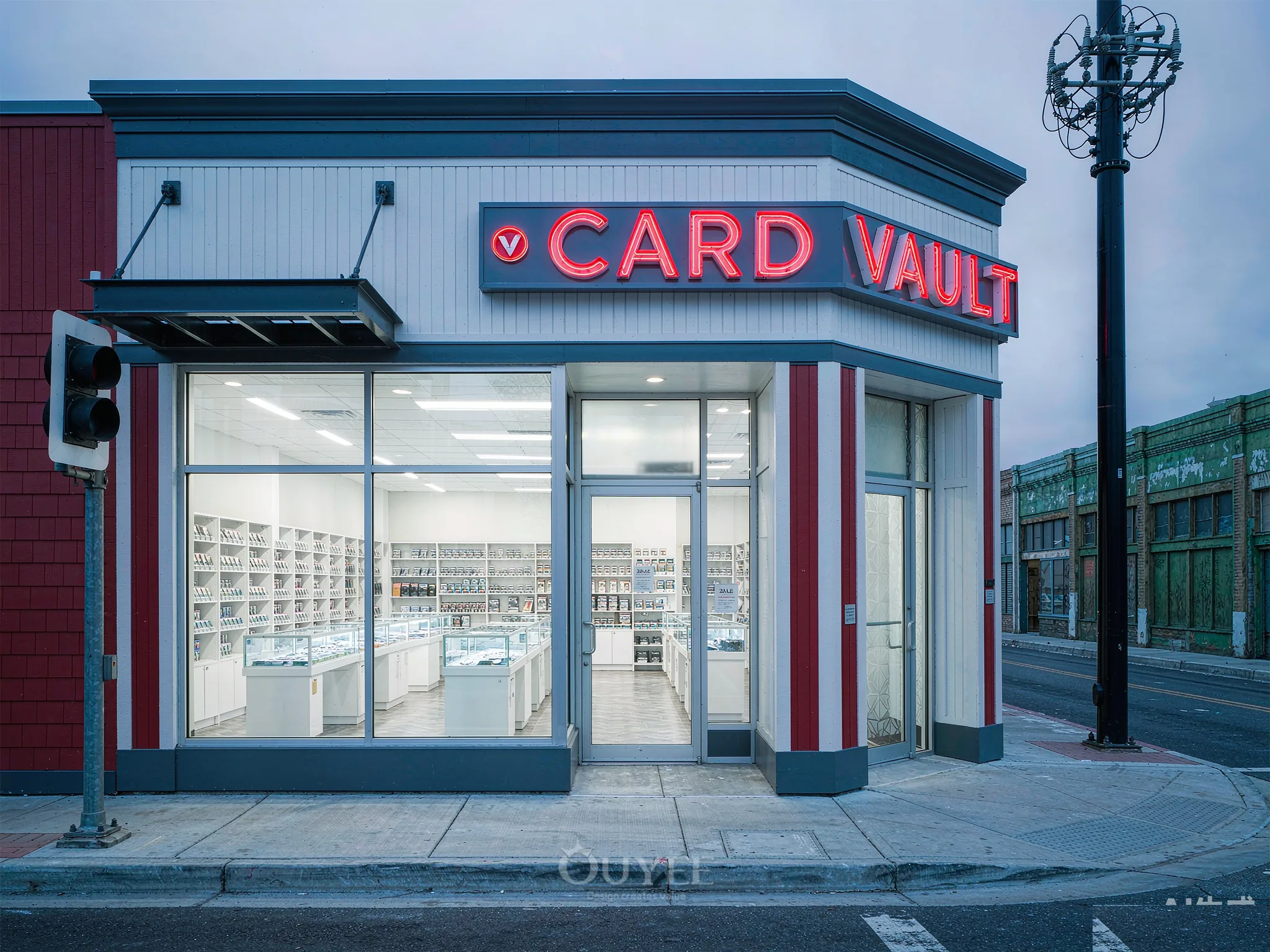 Blaues Karten-Safe-Shop-Design Vorderansicht, Ansicht 1