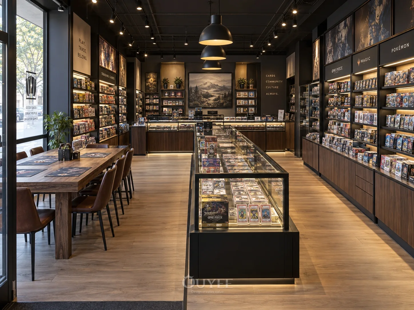 Interno del Lounge del Collezionista di Legname e Galleria di Carte con vetrine espositive di carte, vista 1