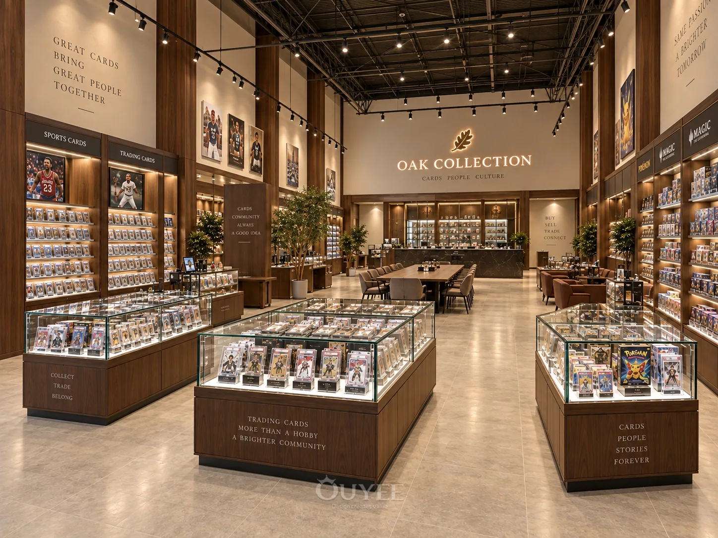 Interno della Lounge del Collezionista di Legname e Galleria di Carte con vetrine espositive, vista 2
