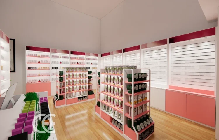 تصميم رفوف متجر مستحضرات التجميل 4