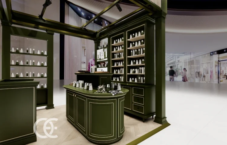 رف رف حائط لمتجر مستحضرات التجميل بتصميم فاخر 7