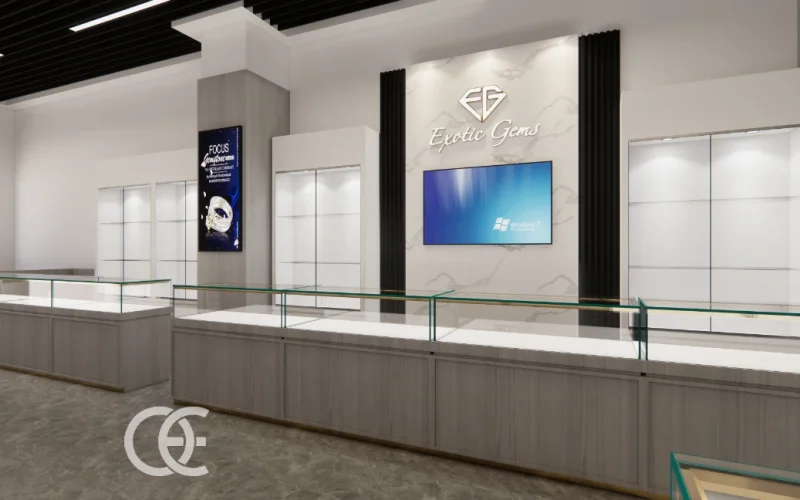 Disposition intérieure du présentoir du magasin Diamond