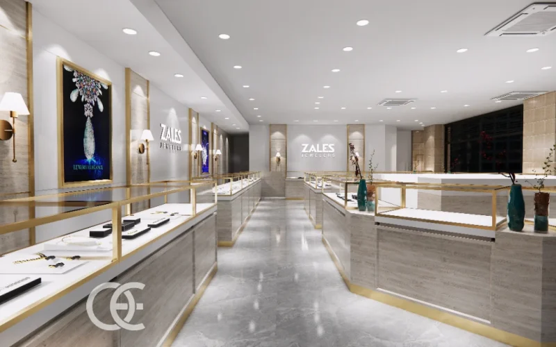 Disposition moderne classique du magasin de diamants