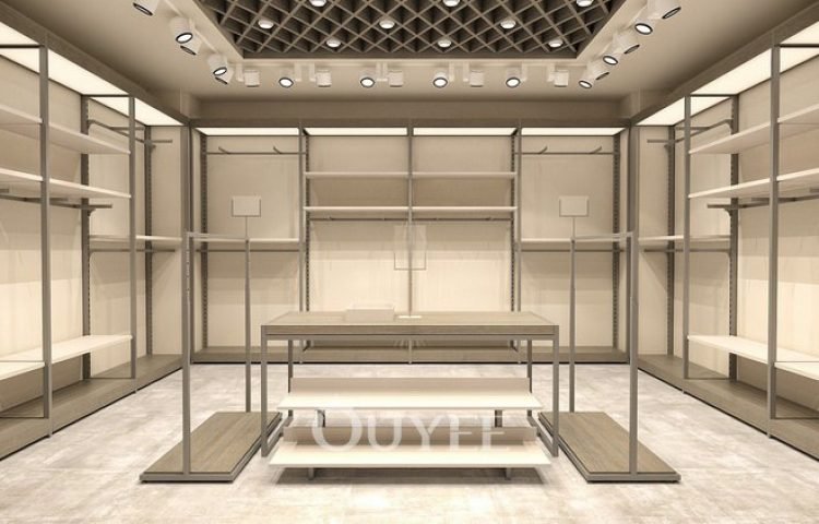 Fashion Store Garment Rack with Shelf (10)