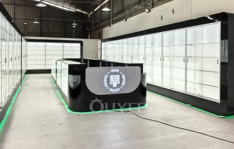 Glossy Black and White Retail Display Cabinet Store Layout 01