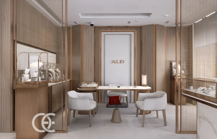 تصميم حديث مضاء خلفيًا لمتجر المجوهرات