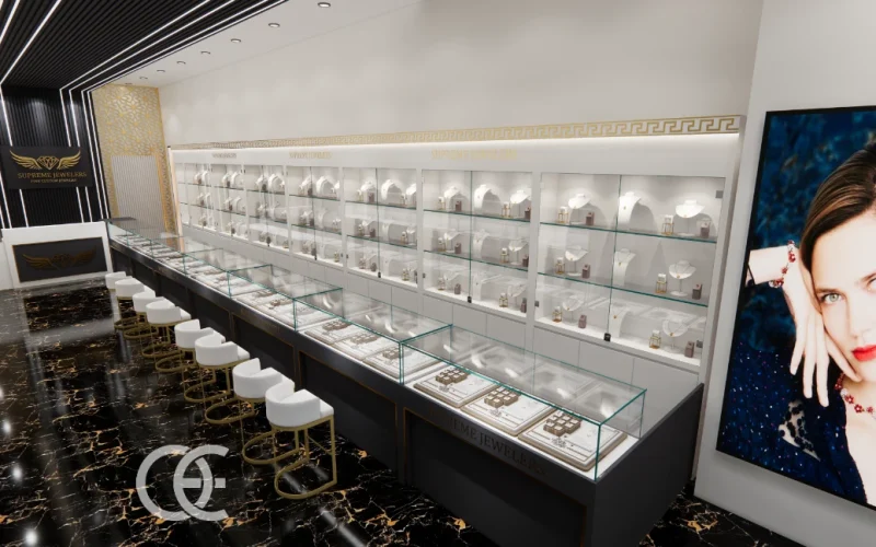 Schmuckgeschäft Schaufenster Hintergrundbeleuchtetes Layout6