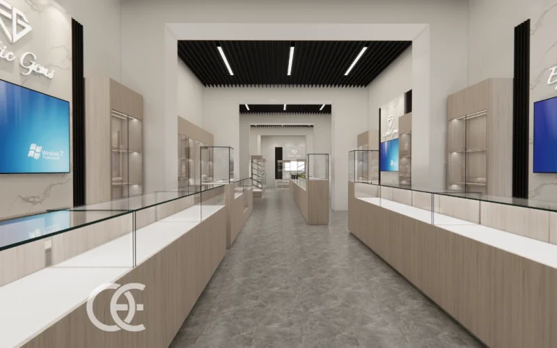 Vitrine de magasin de bijoux Design intérieur