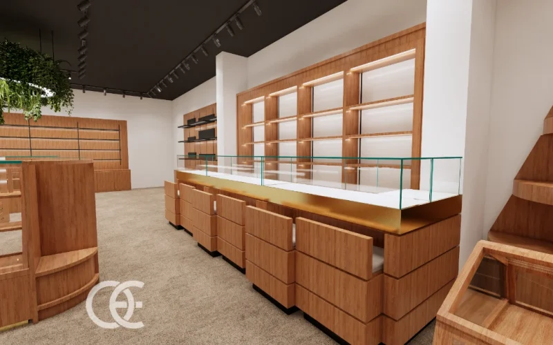 Design rétroéclairé de la façade de la boutique de bijoux