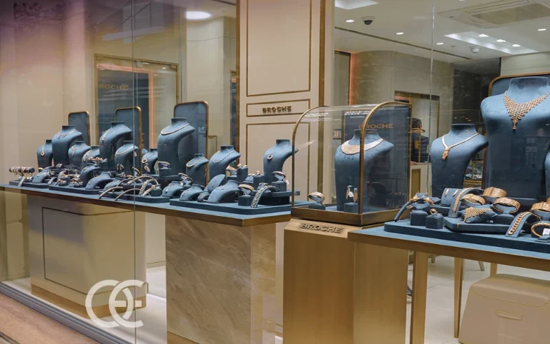 Design Personalizado de Iluminação de Fundo para Boutique de Joias