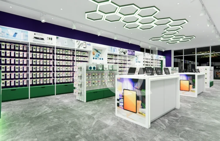 أثاث حامل عرض الهاتف مضاء بإضاءة خلفية LED 3 (1)