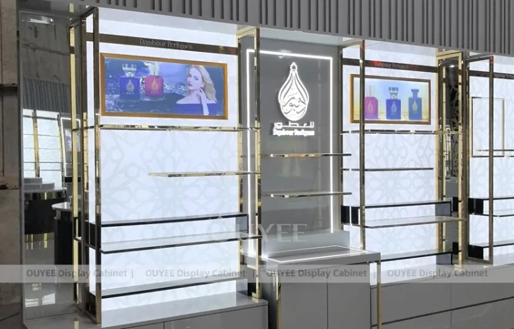 Дисплей для стенда с парфюмом Marble Lightbox Perfume Wall Cabinet_01