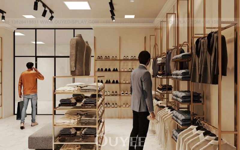 Mens Boutique Store Golden Heavy Duty Clothing Rack (4)