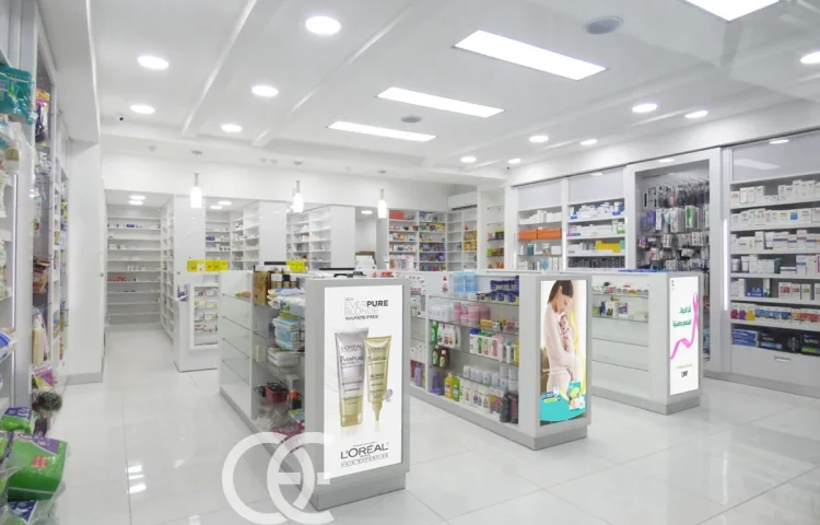Pharmacy Interior Design Wall Shelf 1