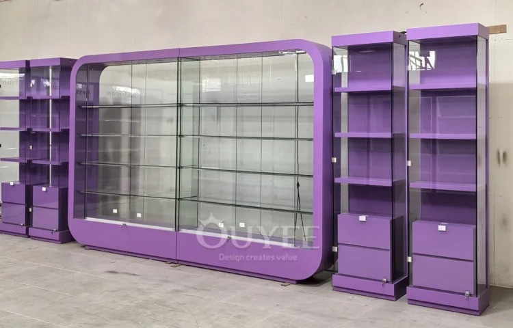 Purple Framed Wall Display Cabinet Showcase 01