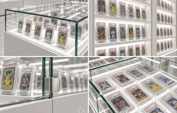 Innenraum des weißen abgestuften Karten-Galeriedesigns mit Karten-AusstellungsVitrinen, Ansicht 1