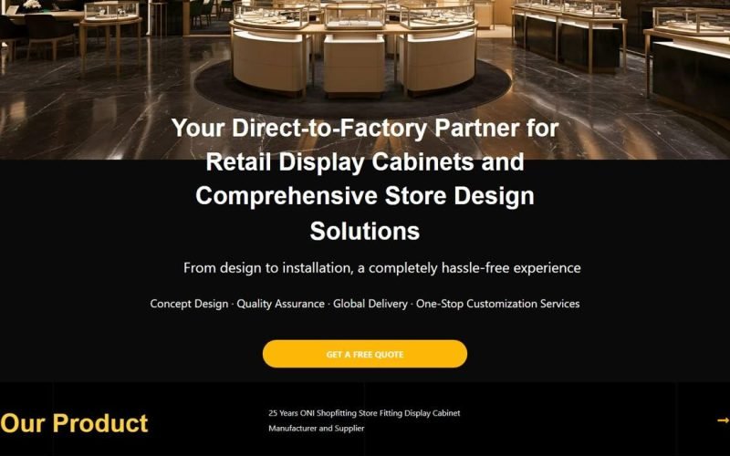 Page d'accueil de l'aménagement personnalisé de boutiques ONI Shopfitting